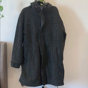 uo long hooded sherpa coat